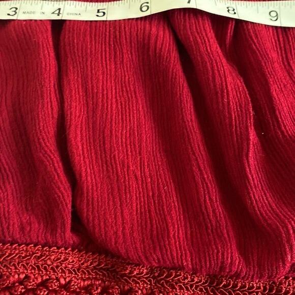 Purple Snow Burgundy Red 3/4 Sleeve Cold Shoulder Crinkle Romper Lined Sz S Vid - Picture 14 of 16